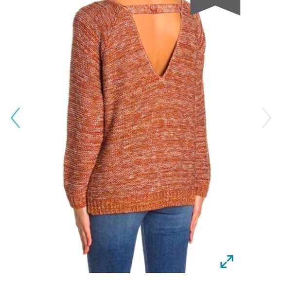 Susina Rust Marbled V-Neck Knit Sweater. Size Medium - Picture 6 of 11